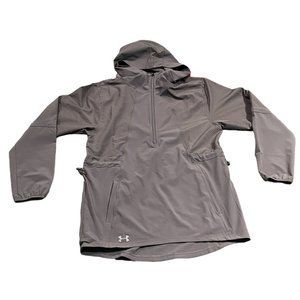Under Armour Hot Gear 1/4 Zip Men's Gray High Low Pull On Hooded Jacket Size S